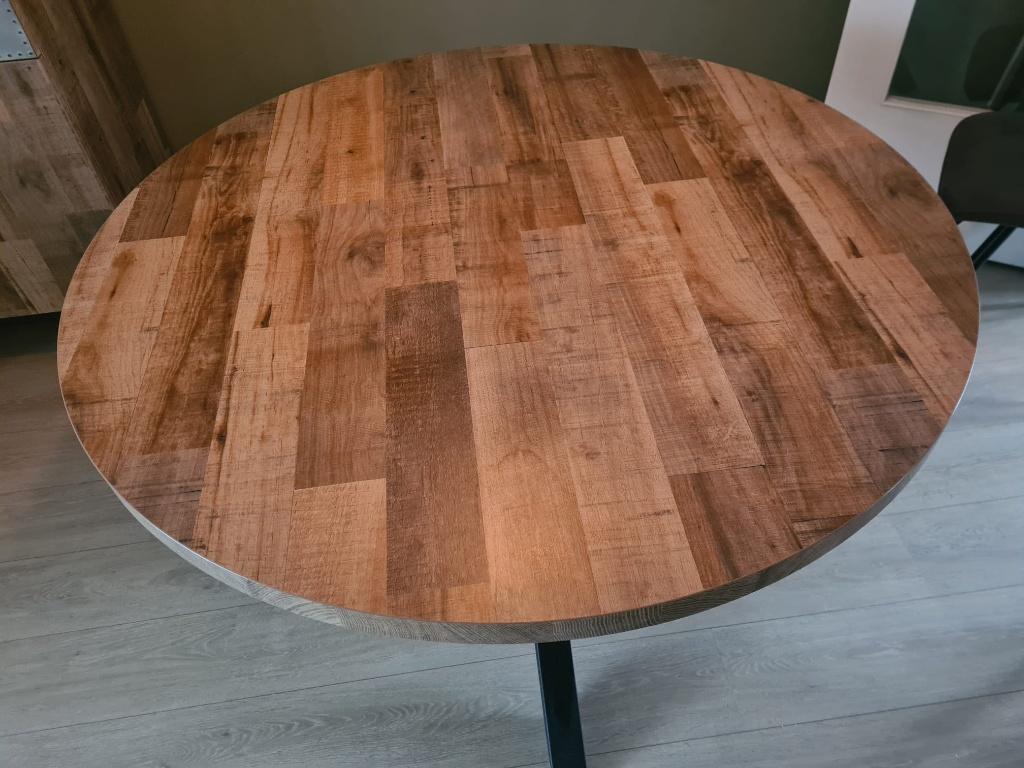 Ronde eettafel 130cm Mangohout, Huis en Inrichting, Tafels | Eettafels, Ophalen, Rond, Zo goed als nieuw, Vijf personen of meer
