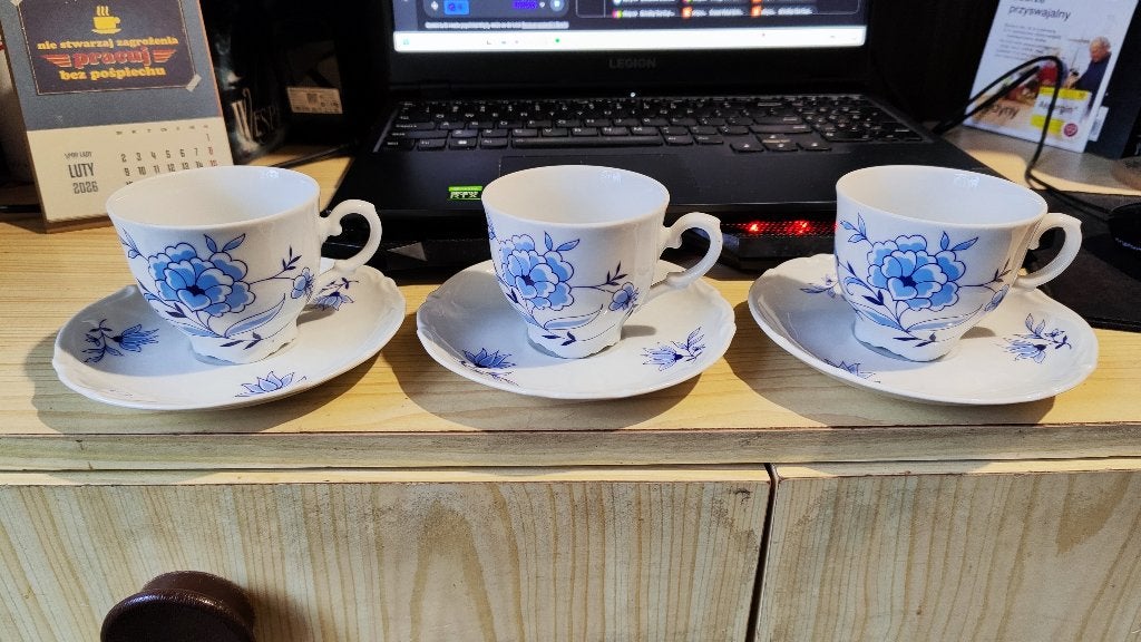 Vintage kop en schotel set (3-delig) – Tirschenreuth Bavaria, Verzenden, Zo goed als nieuw, Porselein, Kop en/of schotel