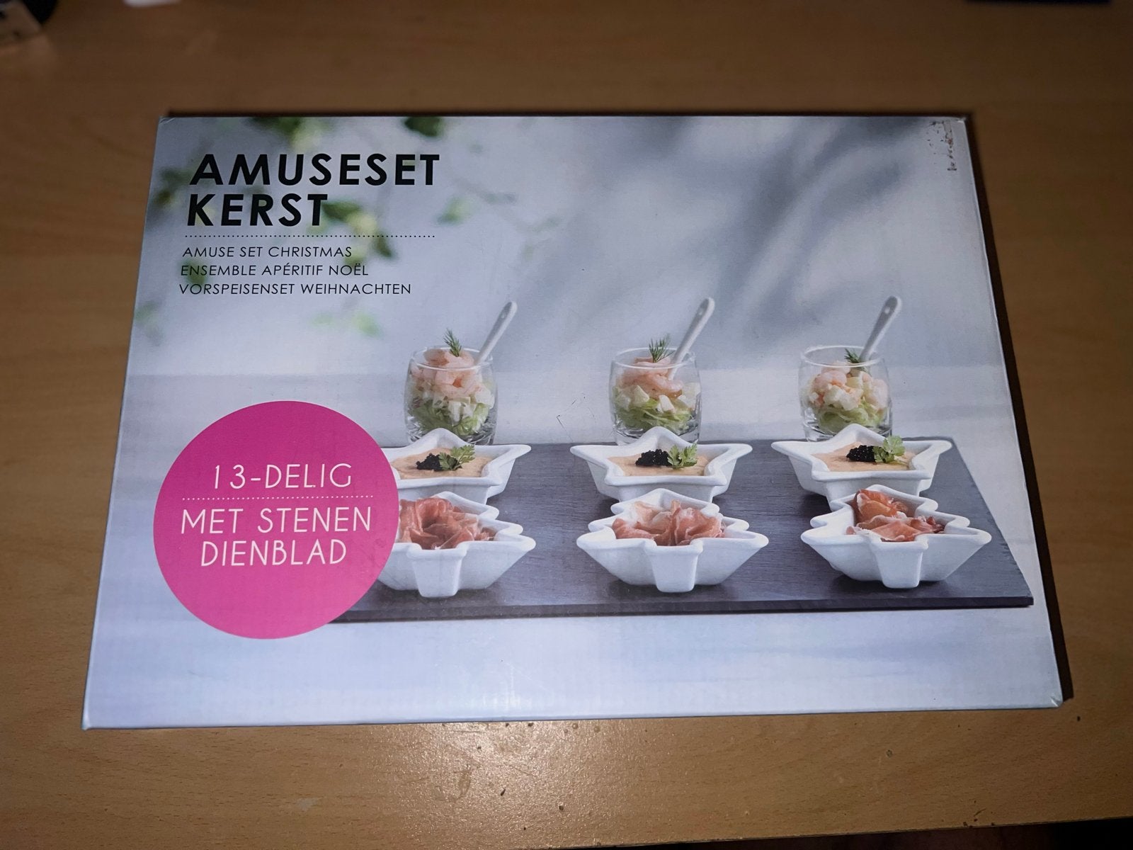 Amuseset Kerst 13-delig met stenen dienblad, Overige typen, Nieuw, Ophalen of Verzenden, Steen/keramiek