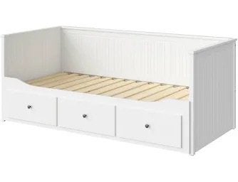 IKEA Hemnes Bedbank Wit 80x200cm met 3 Lades, Ophalen, Gebruikt, Eenpersoons, Wit