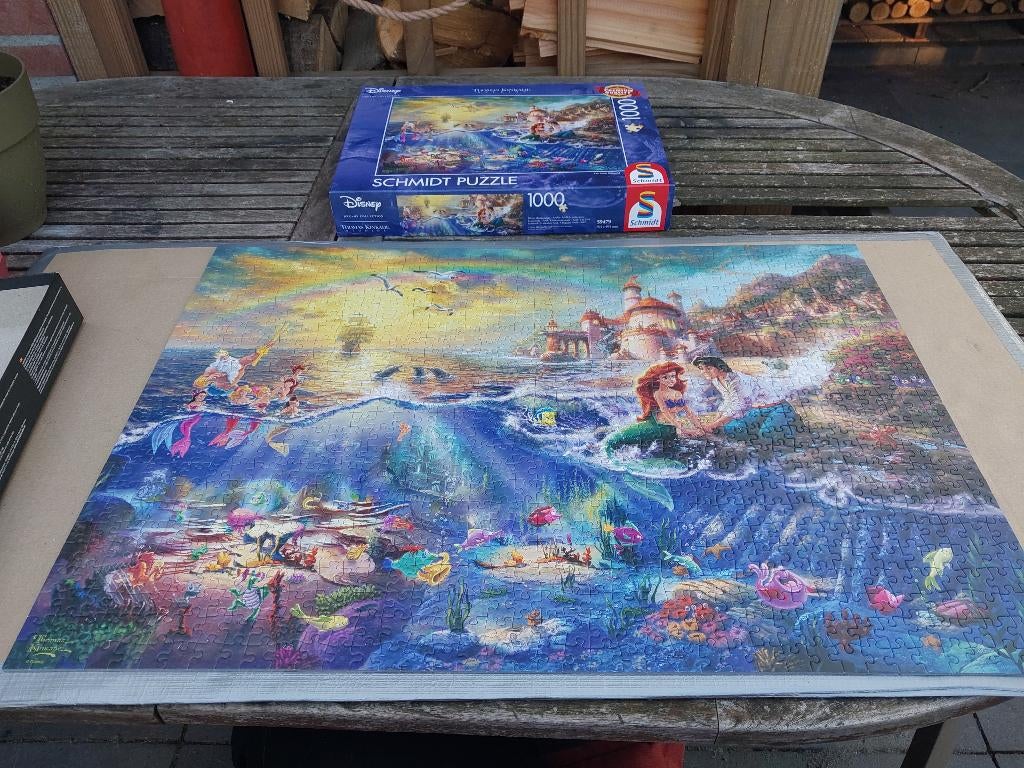 Schmidt puzzel Ariel Thomas Kinkade 1000st compleet zgan, Ophalen of Verzenden, 500 t/m 1500 stukjes, Zo goed als nieuw, Legpuzzel