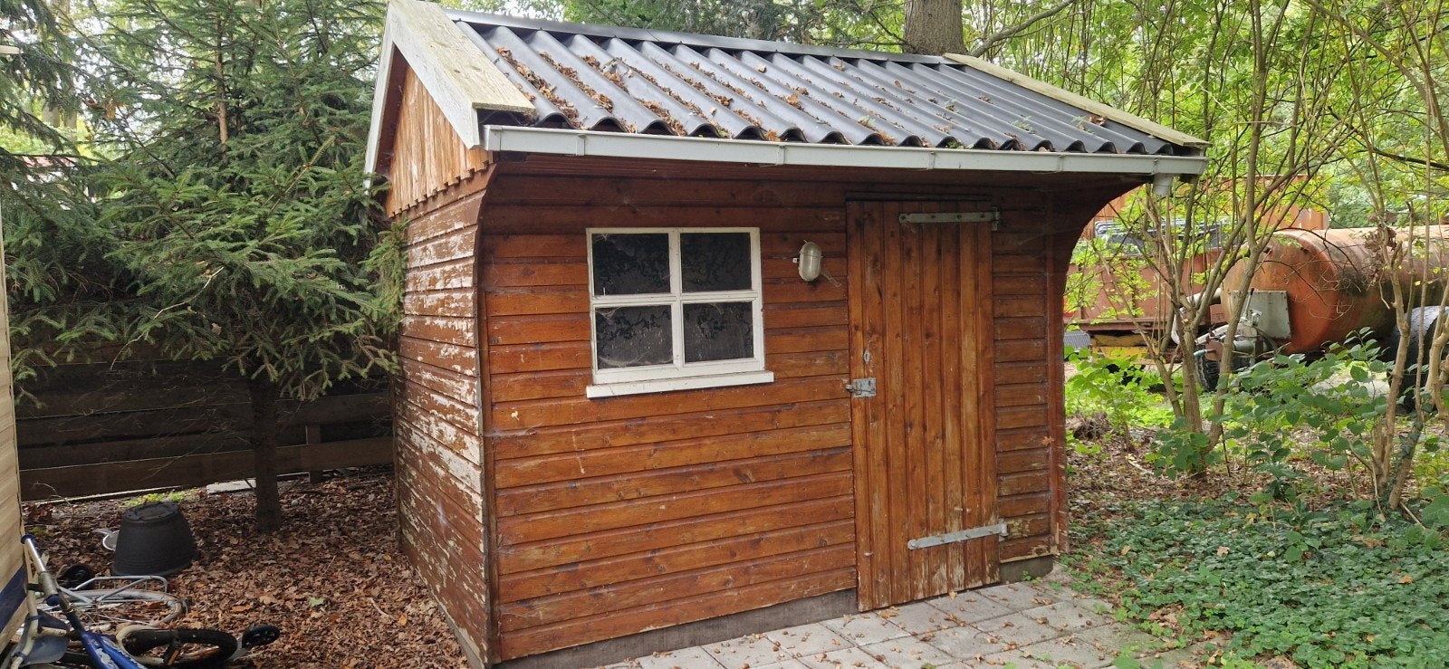 Houten schuurtje tuin huis - Goede staat, Tuin en Terras, Ophalen, 250 tot 500 cm, Schuur, 1 raam