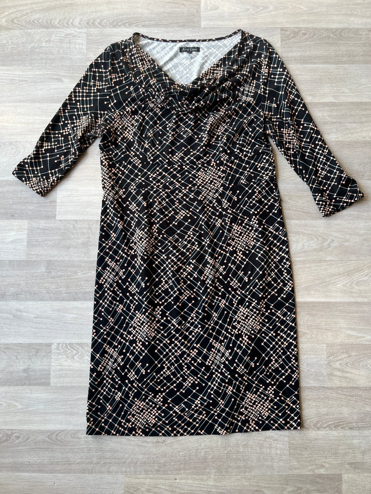 Leuke zwarte King Louie jurk met print zalm Maat L 42/44 top, Zwart, Maat 42/44 (L), Ophalen of Verzenden, Zo goed als nieuw