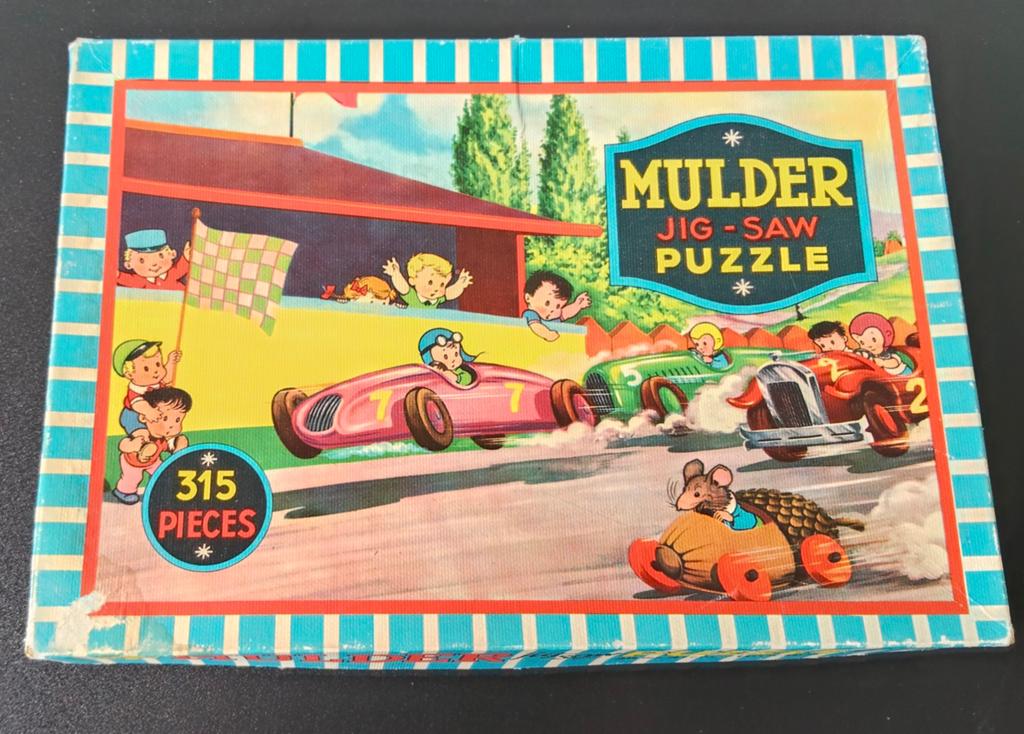 Vintage Mulder Jig-Saw Puzzle - Raceauto's (315 stukjes), Ophalen of Verzenden, Gebruikt