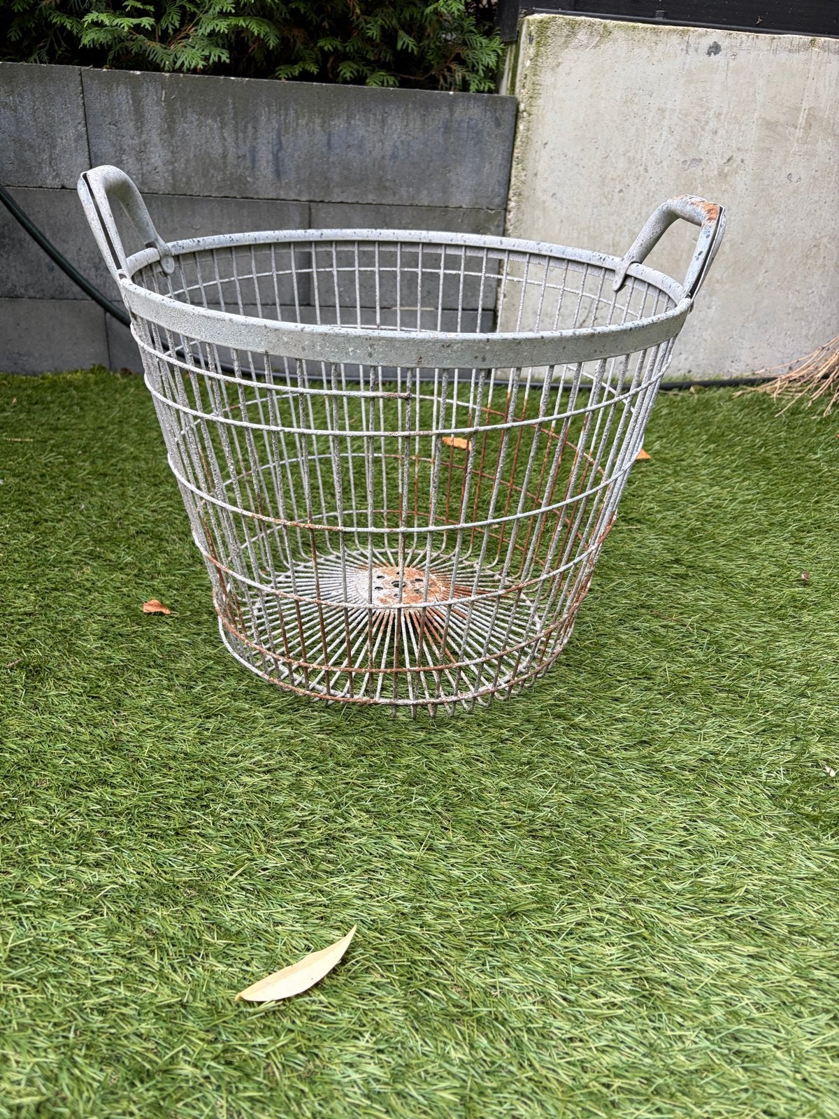 Grote metalen mand - Aardappelmand - 30x40 cm, Met handvatten, Gebruikt, Mand, Rond