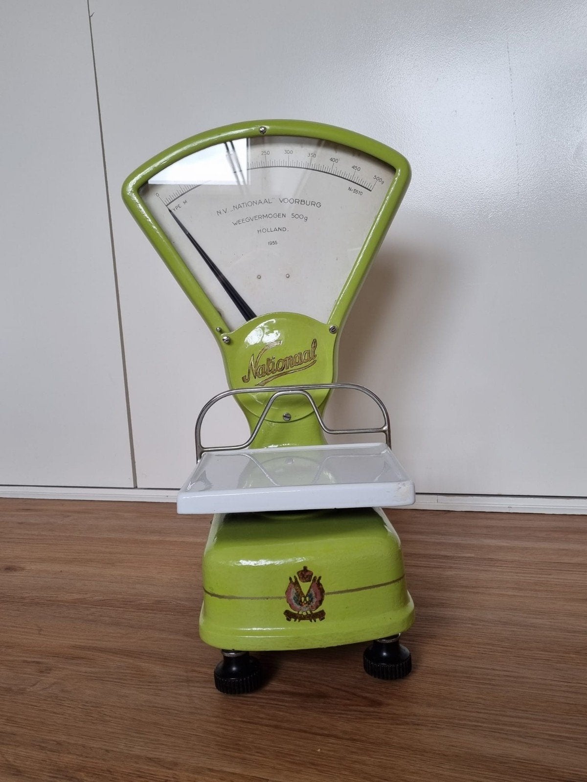 Vintage Weegschaal Nationaal Voorburg - Groen, Ophalen, Keukenweegschaal, Gebruikt, Minder dan 10 kg