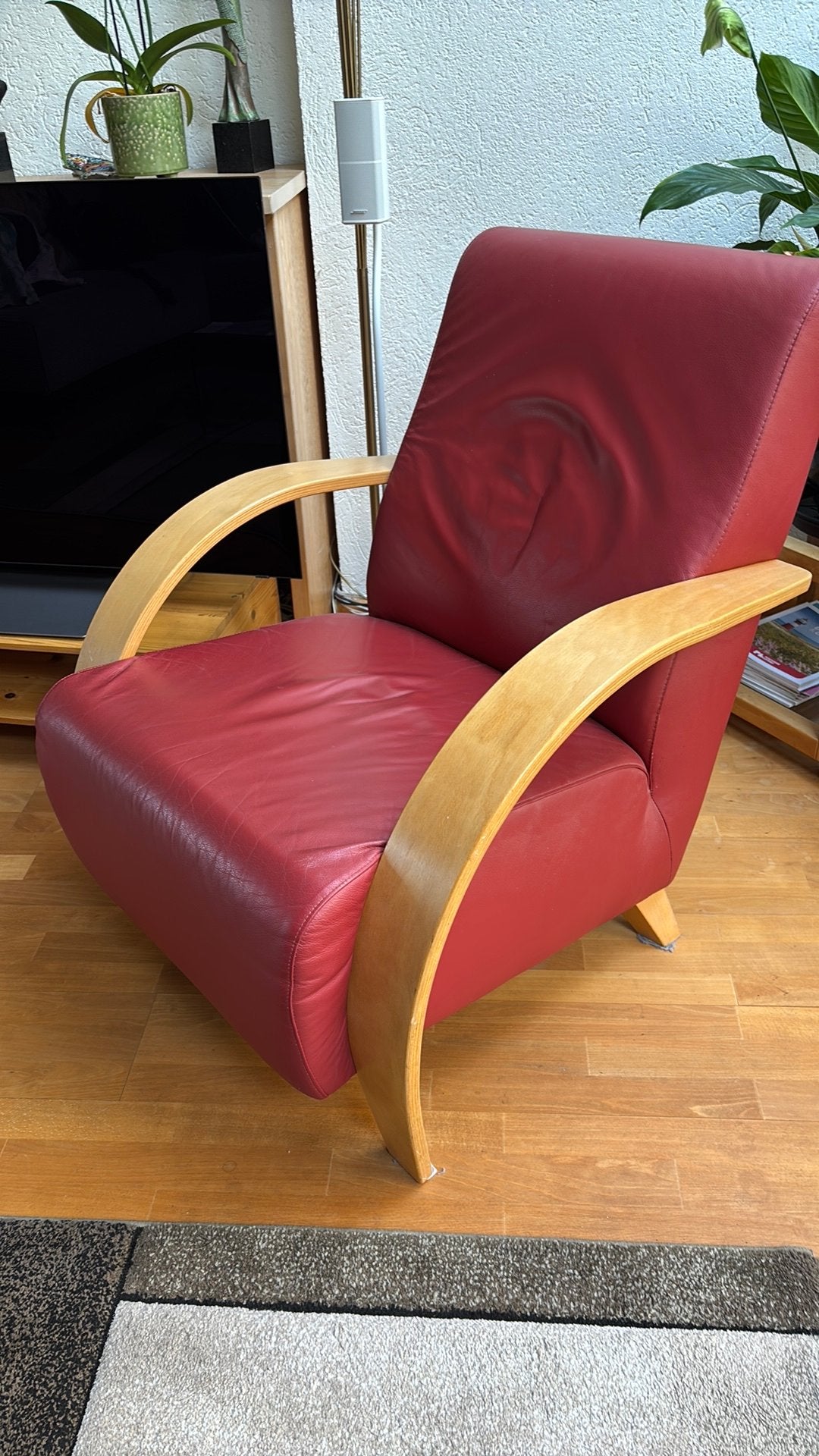 2x Rode fauteuils, Ophalen, Zo goed als nieuw, 75 tot 100 cm, 50 tot 75 cm