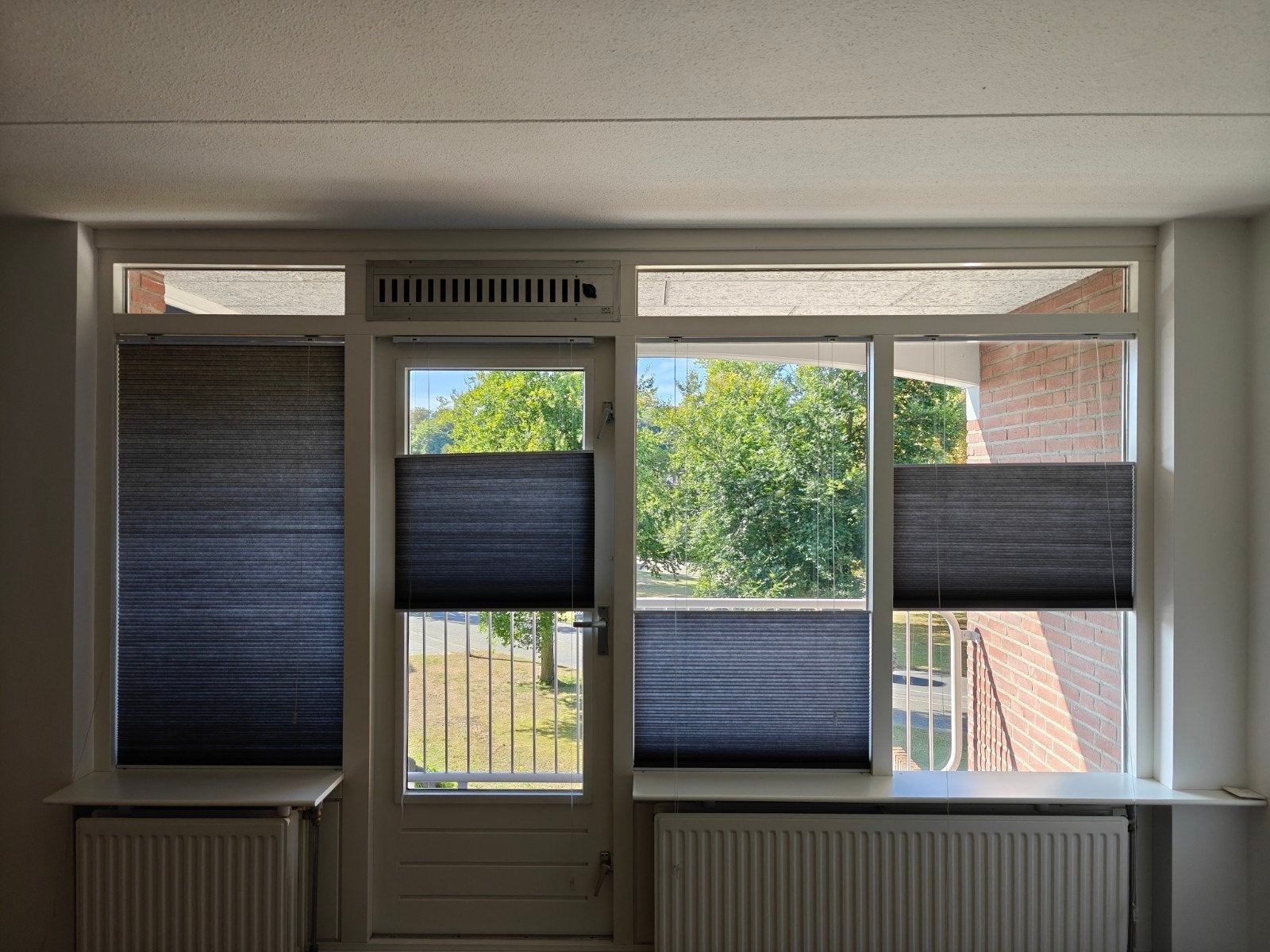 3 duo plisségordijnen, Gebruikt, 180 cm, Ophalen of Verzenden, Grijs