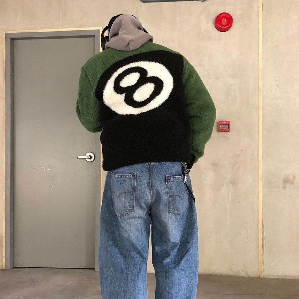 Stussy Jacket 8ball Reversible Green/Black, Kleding | Heren, Ophalen of Verzenden, Zo goed als nieuw, Maat 56/58 (XL), Zwart