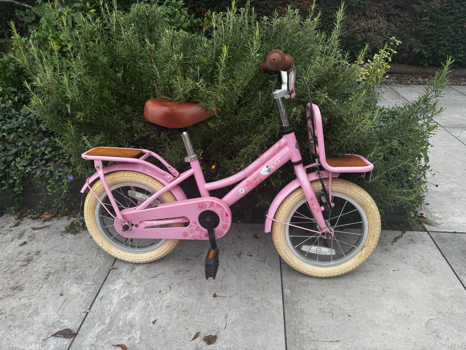 SuperSuper Cooper Bamboo 12 inch Kinderfiets Meisjes Roze, Fietsen en Brommers, Ophalen, Gebruikt, Terugtraprem, Minder dan 16 inch