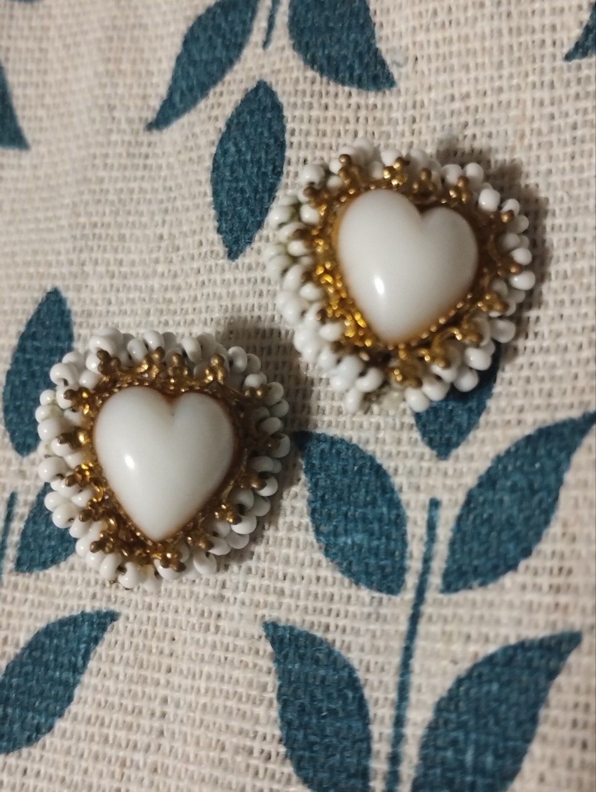 Vintage jaren zeventig heart beads klip oorbellen, Ophalen of Verzenden