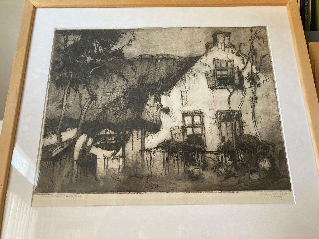 Ets Huis te Veur, A.J. van 't Hoff, Antiek en Kunst, Kunst | Etsen en Gravures, Ophalen