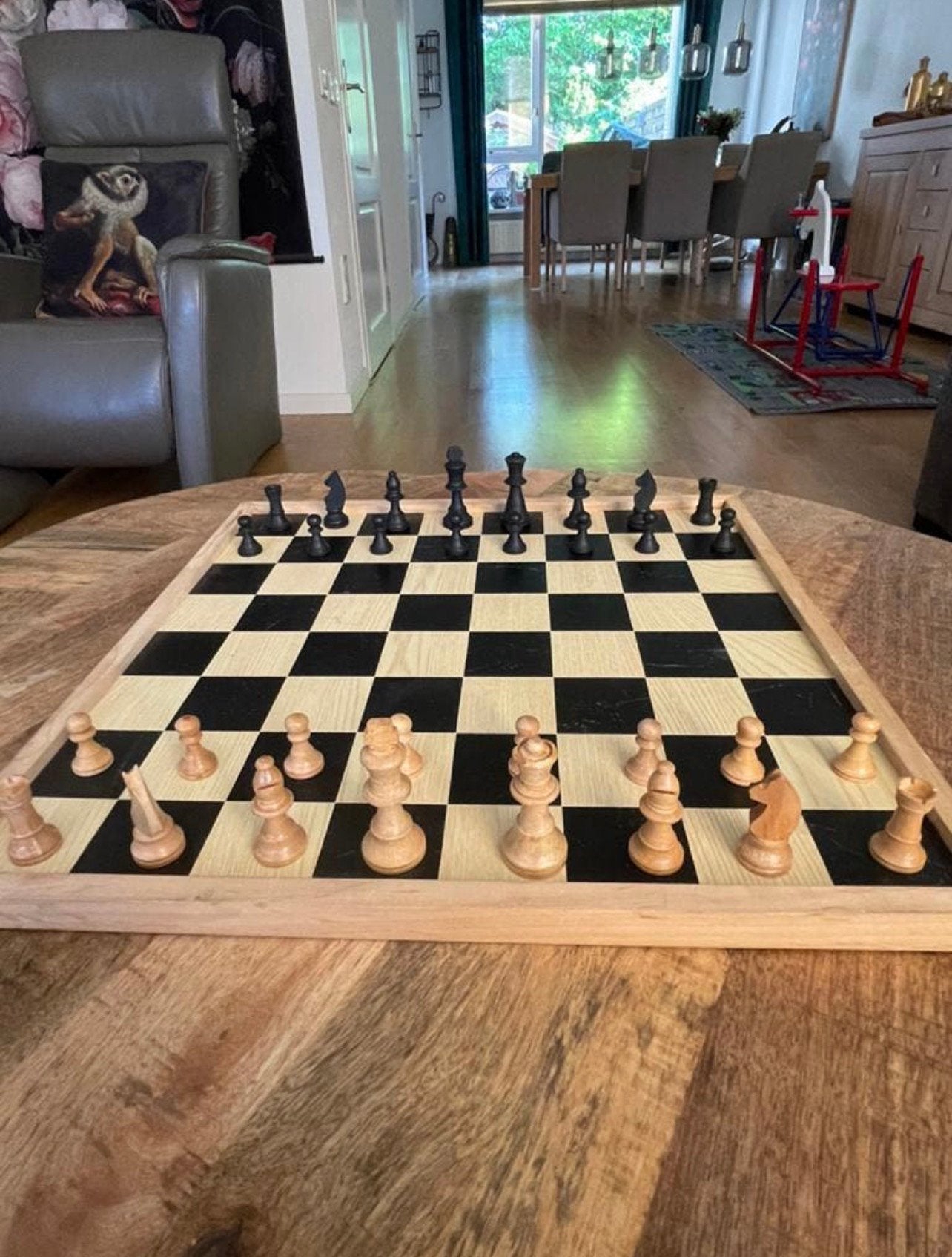 Houten schaakspel, Hobby en Vrije tijd, Gezelschapsspellen | Bordspellen, Ophalen of Verzenden, Zo goed als nieuw