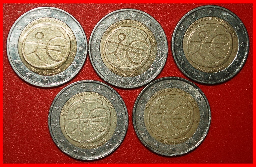 Ⰺ GREECE 1999: GERMANY 2 EUROS 2009ADFGJ COMPLETE SET!, Ophalen of Verzenden, Duitsland, 2 euro, Setje