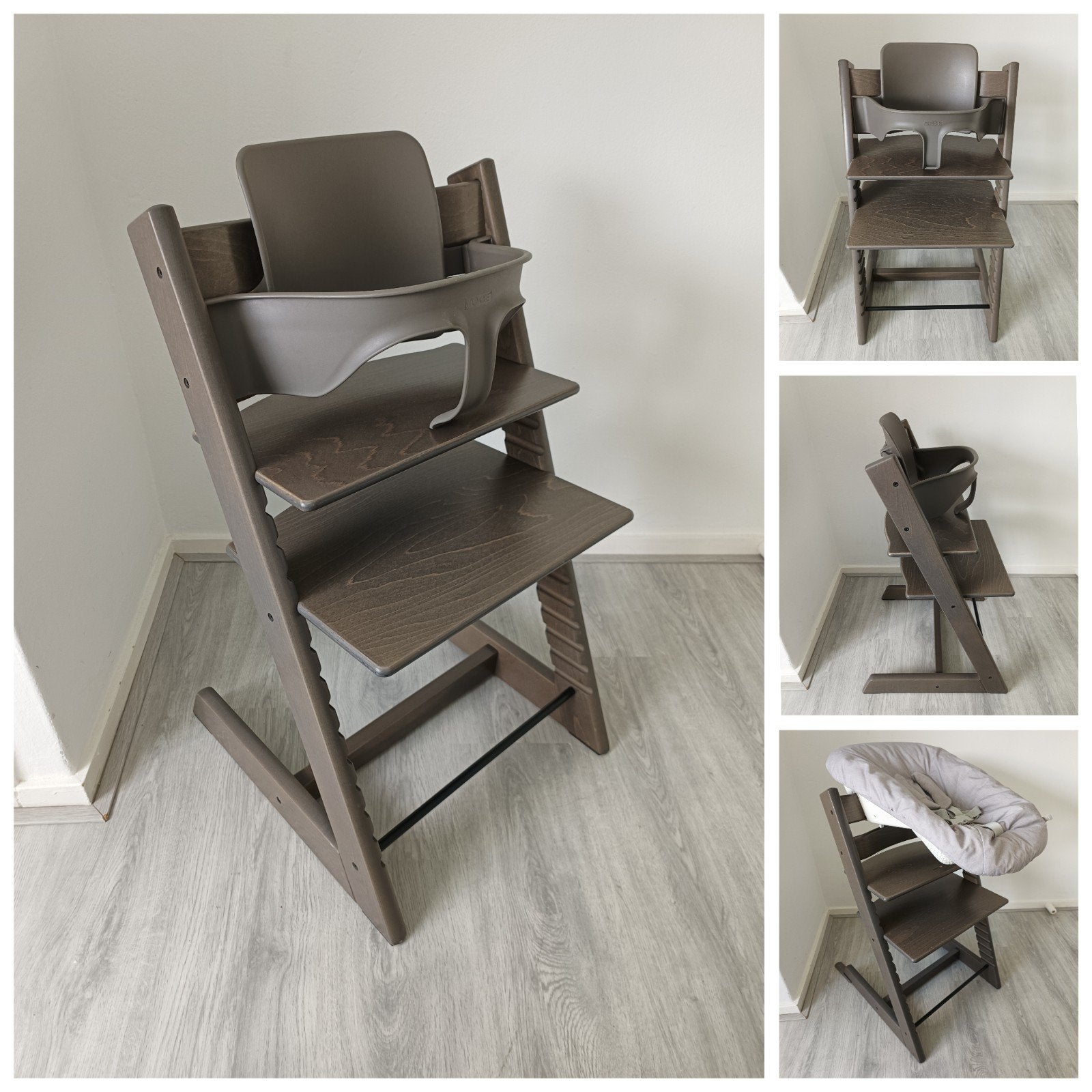 Foto 2 van ZGAN! Stokke Tripp Trapp hazy grey+babyset,2 standen newborn