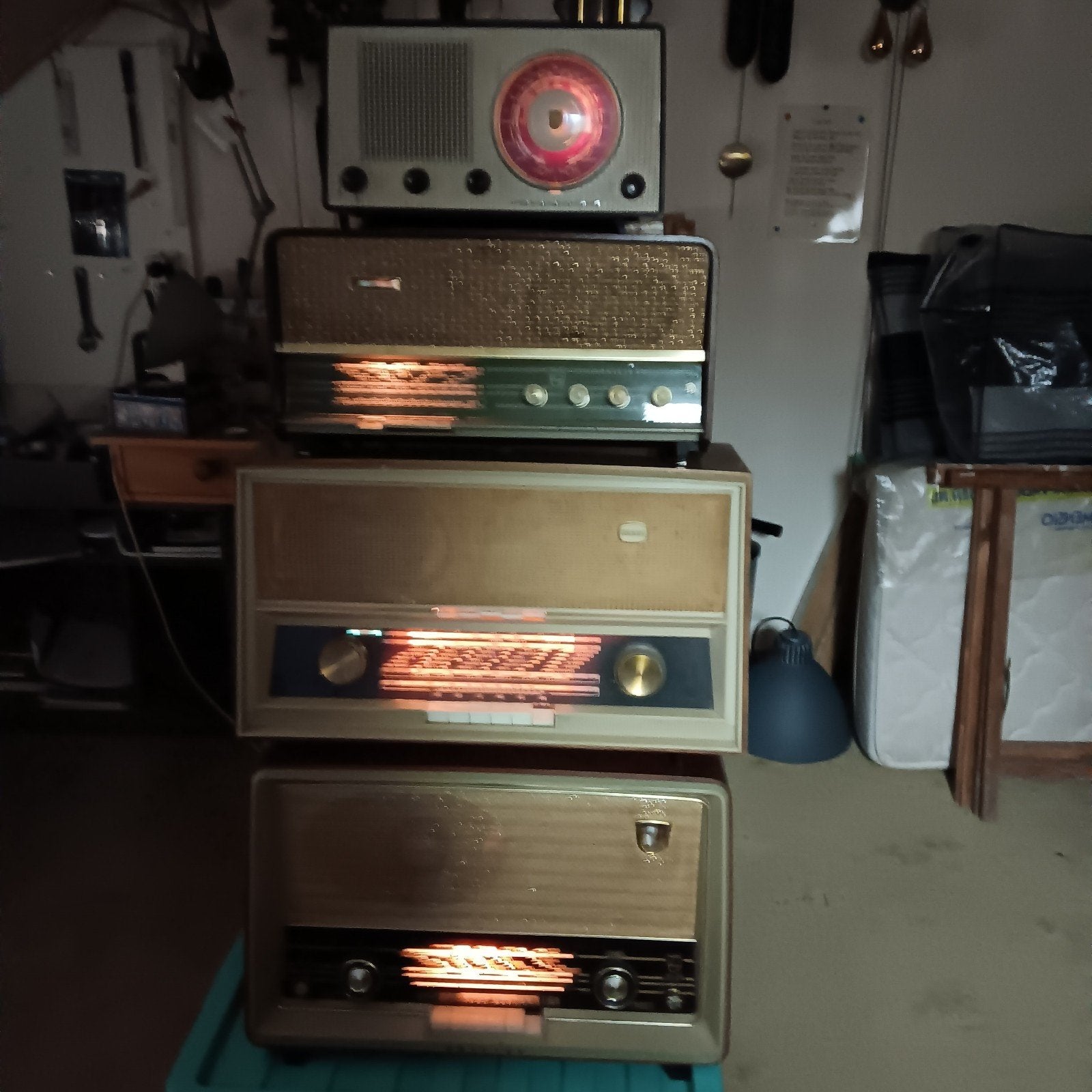 4 Oude buizenlamp radio's, Ophalen, Gebruikt, Philips