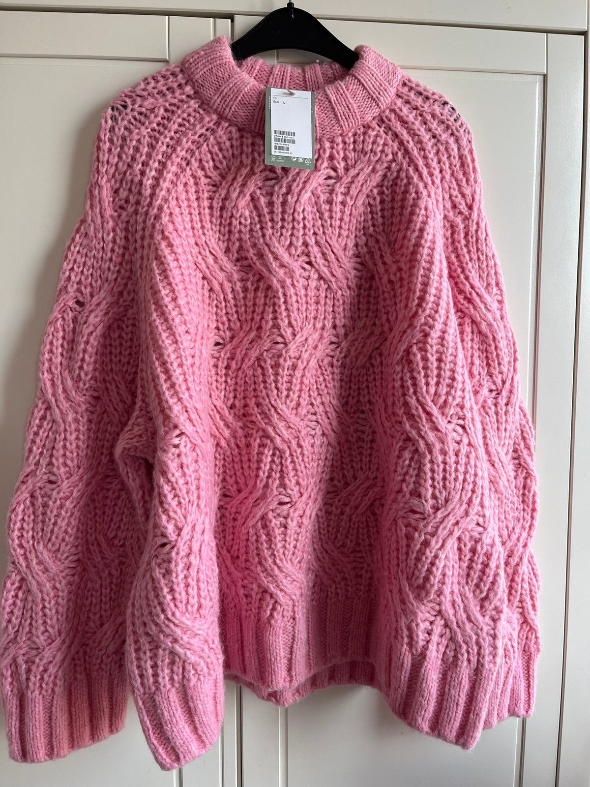 ✨🩷H&M trui nieuw roze kabeltrui wintertrui gebreide L wol, Ophalen of Verzenden, Nieuw, Roze