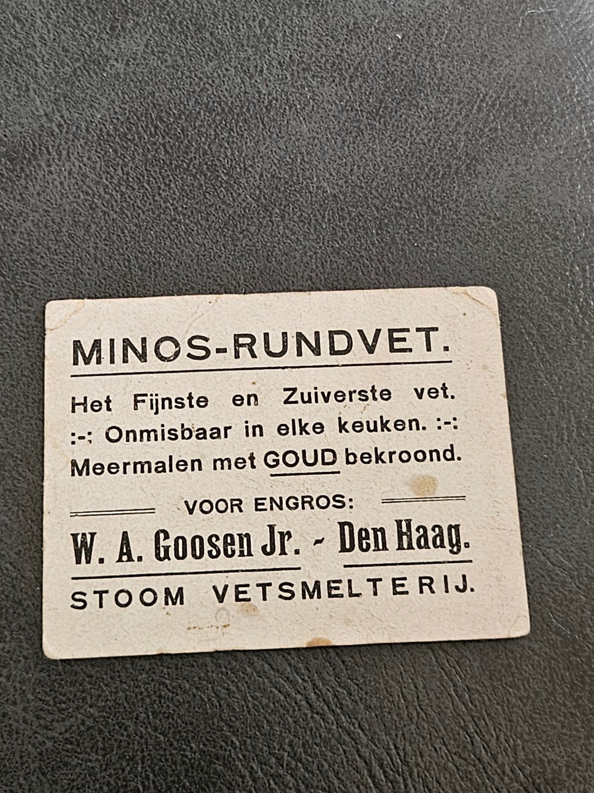 Minos Rundvet WA Goosen den haag, Verzamelen, Ophalen of Verzenden, Overige typen