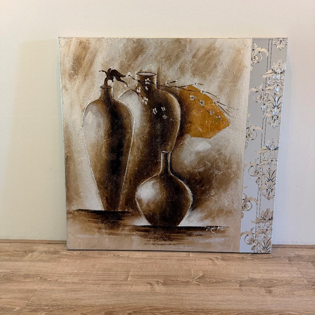Origineel olieverfschilderij 100x100 cm, Antiek en Kunst, Kunst | Schilderijen | Klassiek, Ophalen