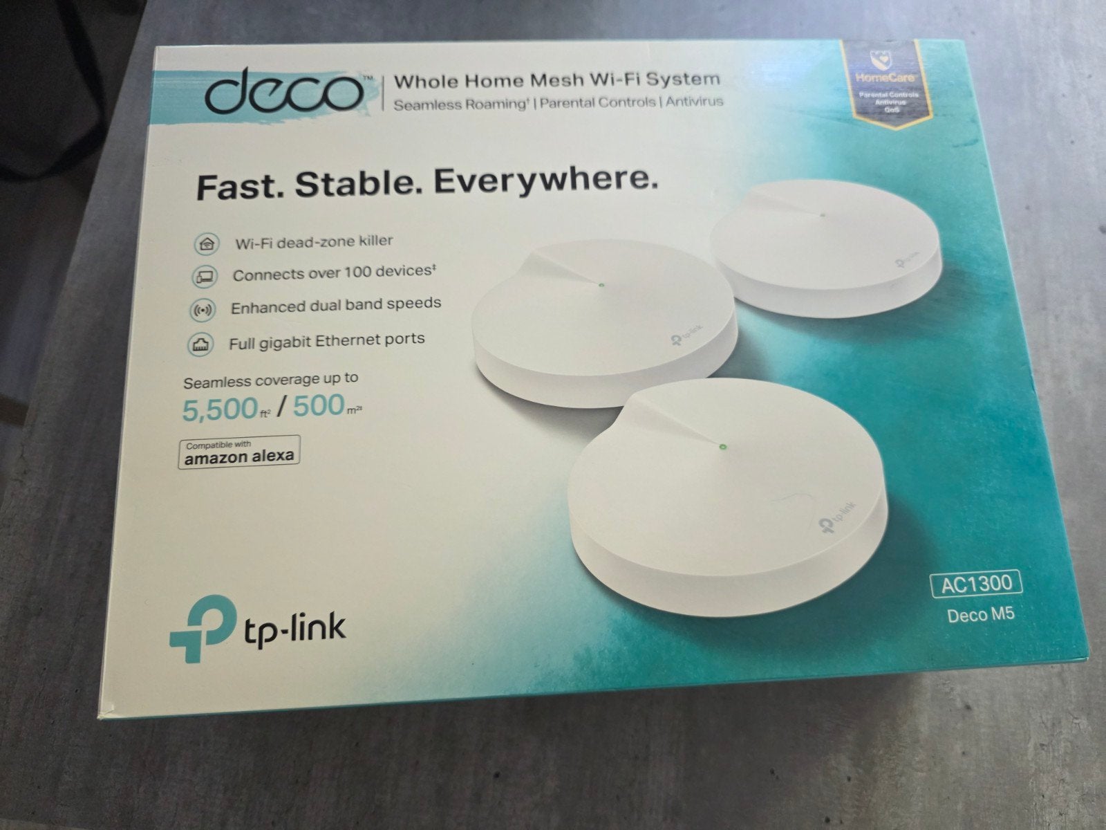 TP-Link Deco M5 (3-pack) Mesh Wi-Fi (met UKCA) in doos!, Ophalen of Verzenden, Zo goed als nieuw, TP-Link Deco
