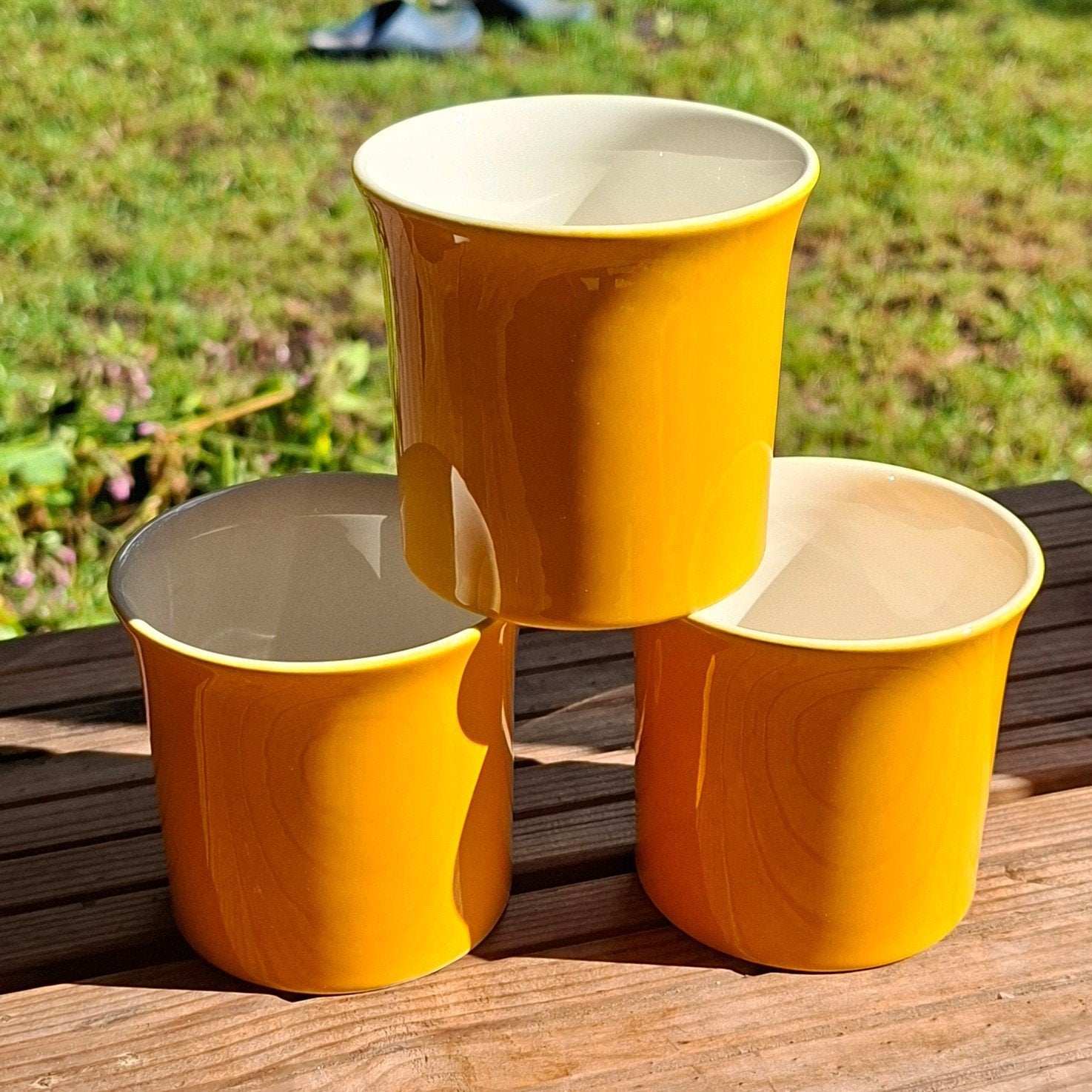 Vintage Pagnossin Treviso Bekers - Geel - Set van 3, Overige merken, Keramiek, Vintage, Zo goed als nieuw