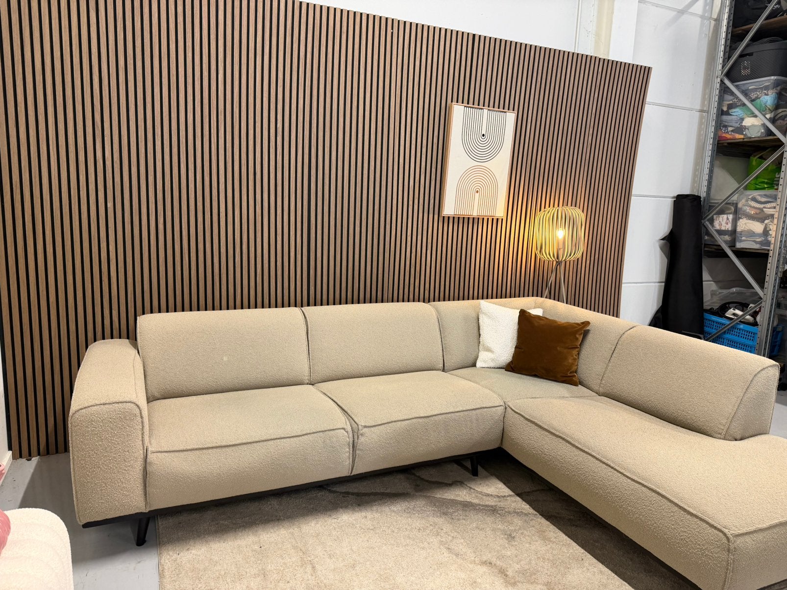 Be Pure Home - Boucle - Hoekbank - Beige - Zeer Nette Staat, Huis en Inrichting, Ophalen of Verzenden, Zo goed als nieuw, 150 cm of meer