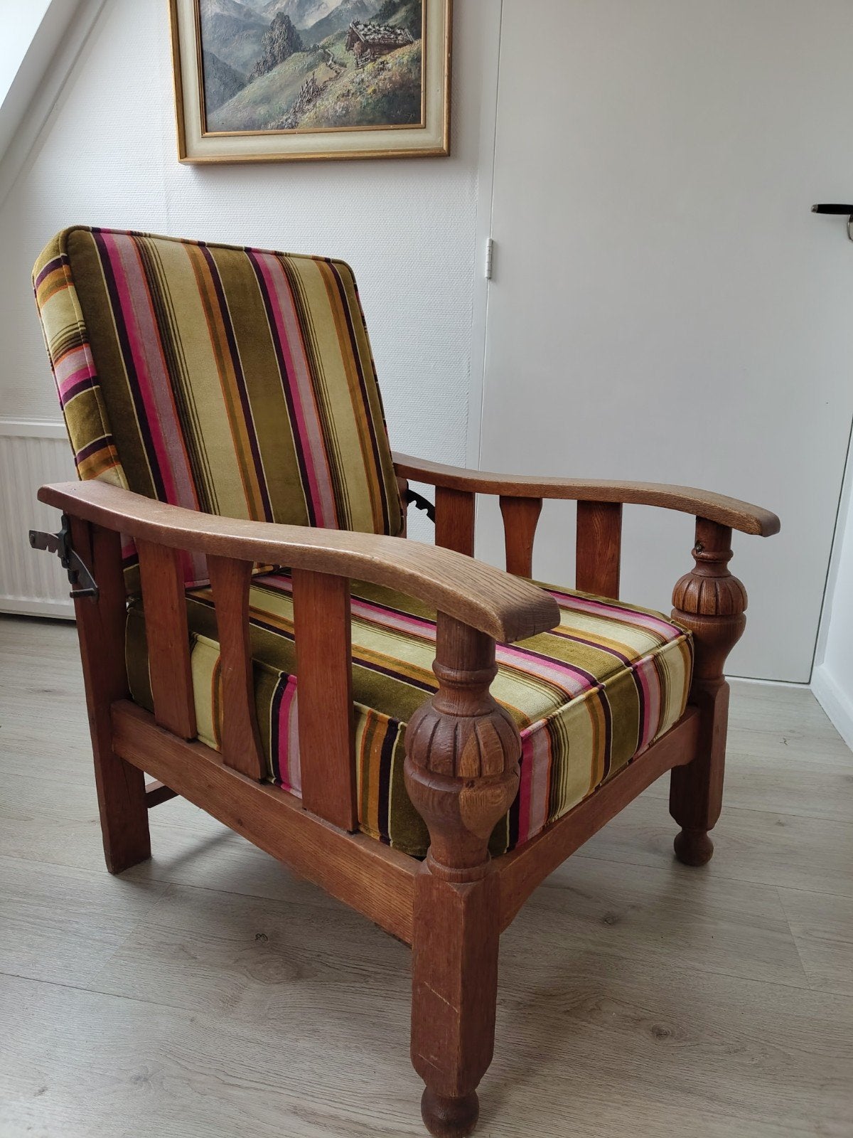 Vintage verstelbare fauteuil (rookstoel)  met gestreepte bek, Ophalen