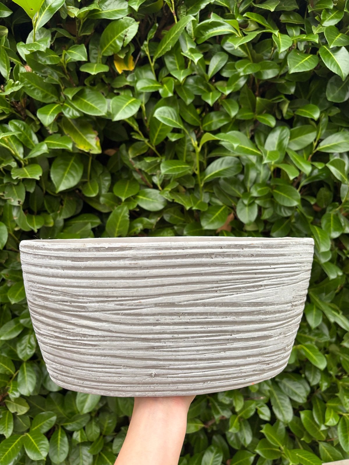 Intratuin Vensterbank Pot Grijs/Wit - 34x15x15 cm, Gebruikt, Binnen, Ophalen of Verzenden, Beton