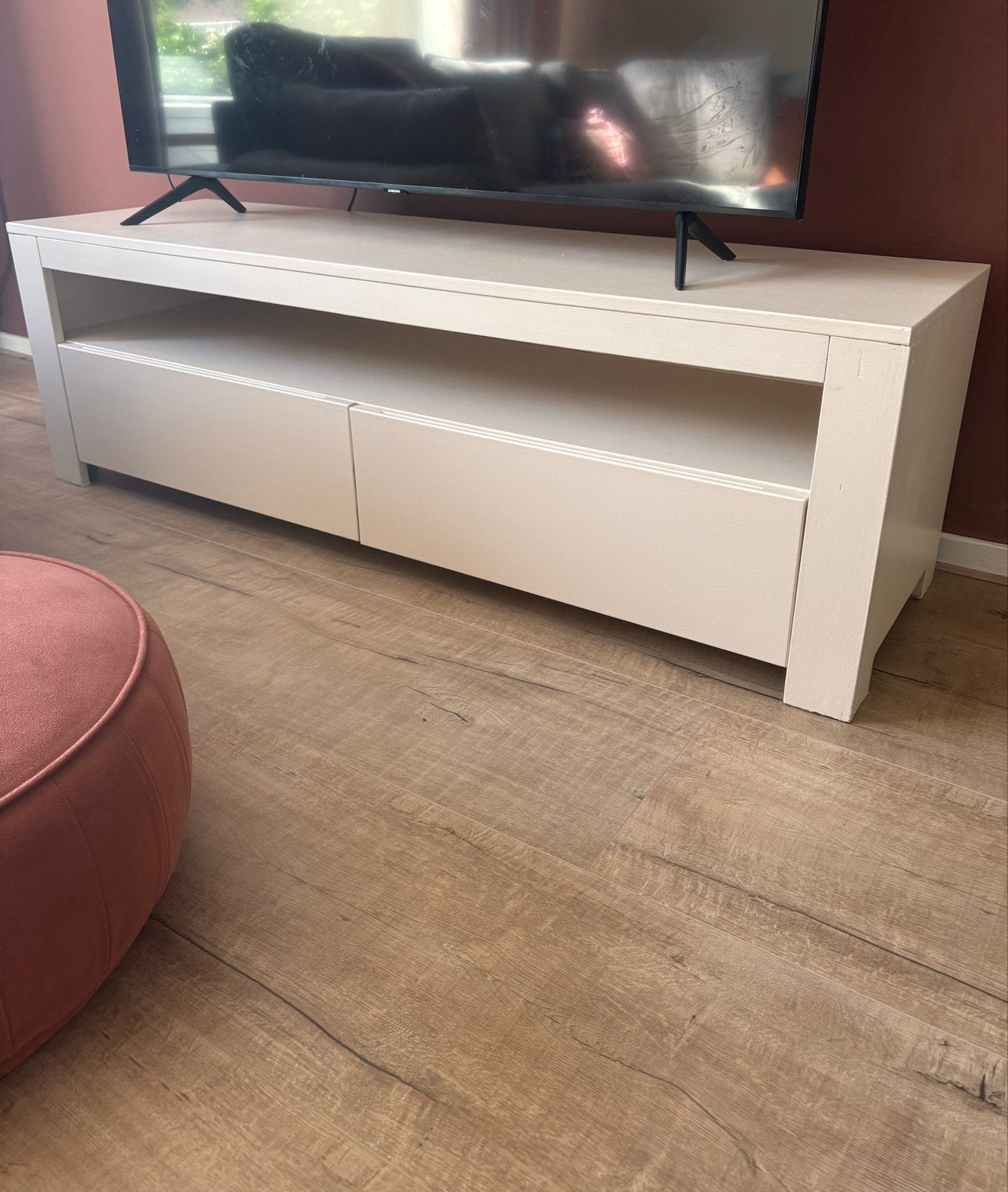WOOOD TV meubel zandkleur - 150x47x45 cm met 2 laden, Ophalen, Gebruikt, 150 tot 200 cm, Minder dan 100 cm