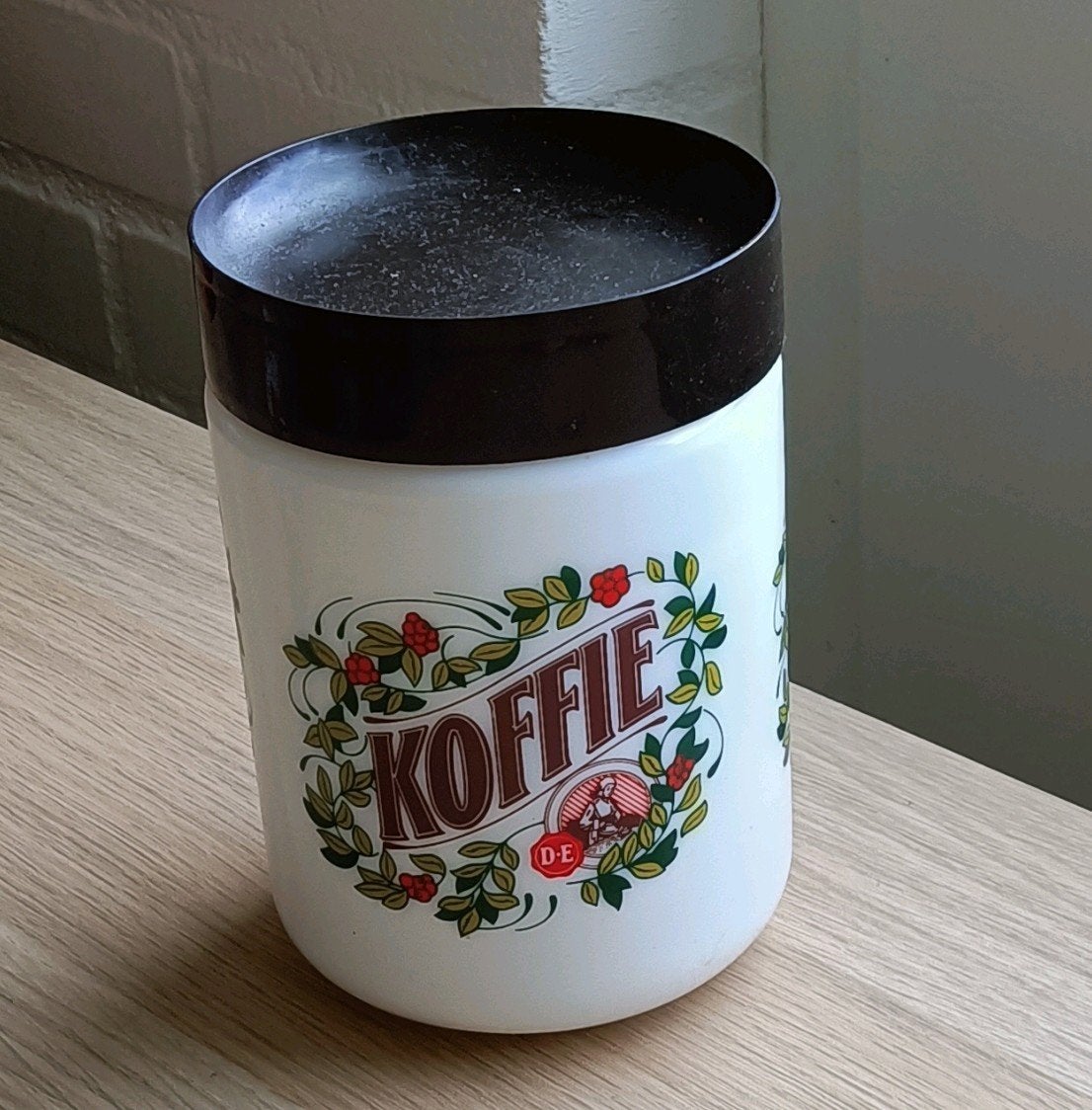 Vintage Douwe Egberts voorraadpot koffie 10x14,5 cm, Ophalen of Verzenden
