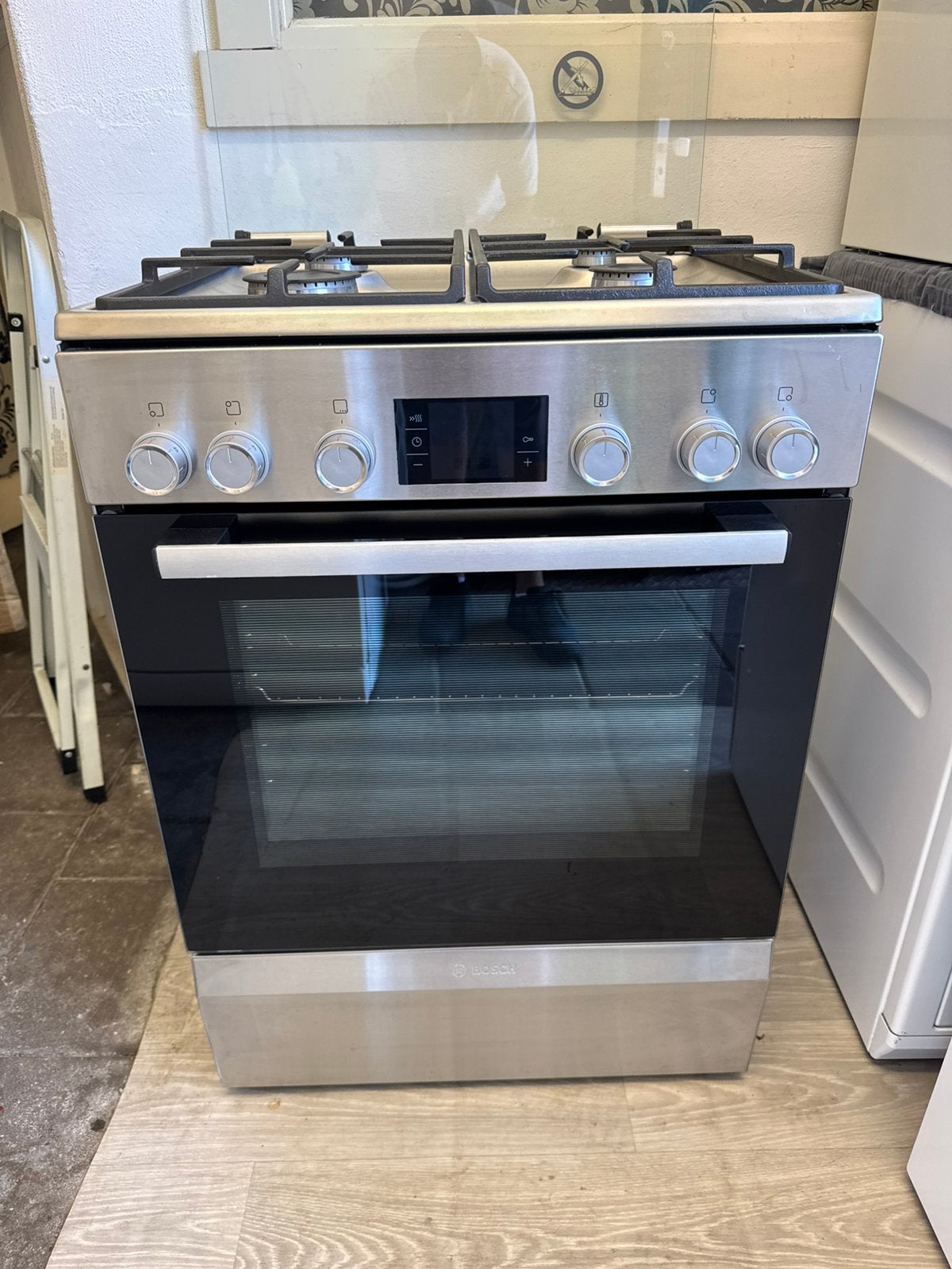 Zilvere Fornuis | Bosch | Werkt Top | Schoon | 3D HeteLucht, Ophalen, Gebruikt, Minder dan 85 cm, 4 kookzones