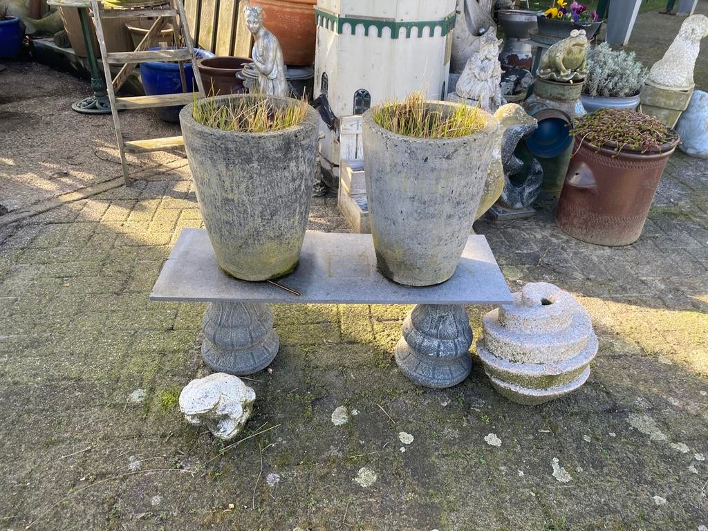 Heel mooi hardstenen bankje, Tuin en Terras, Ophalen, Steen, Rond, Zo goed als nieuw