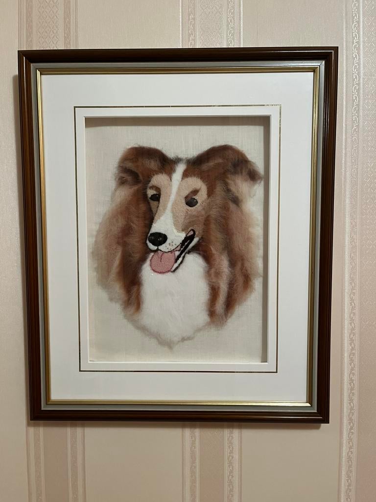 Prachtig schiderij van een sheltie, Ophalen of Verzenden, Zo goed als nieuw, Schilderij, Minder dan 50 cm