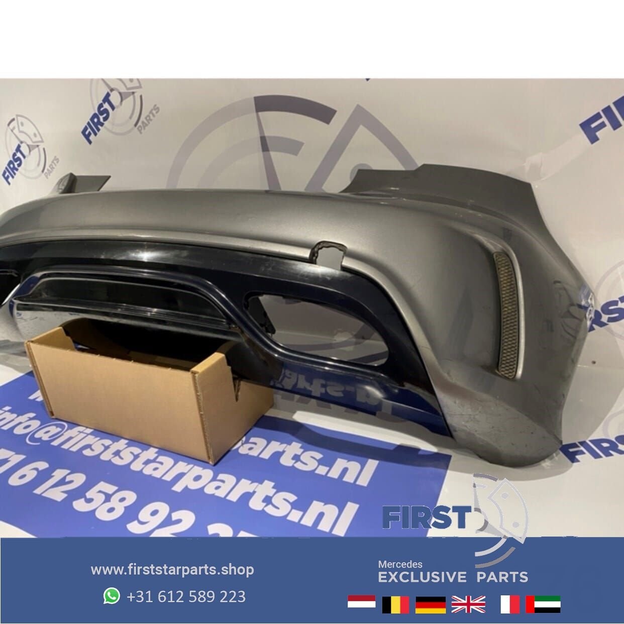 W176 A KLASSE AMG FACELIFT ACHTERBUMPER GRIJS Mercedes 2012-, Gebruikt, -, Voor, Ophalen of Verzenden
