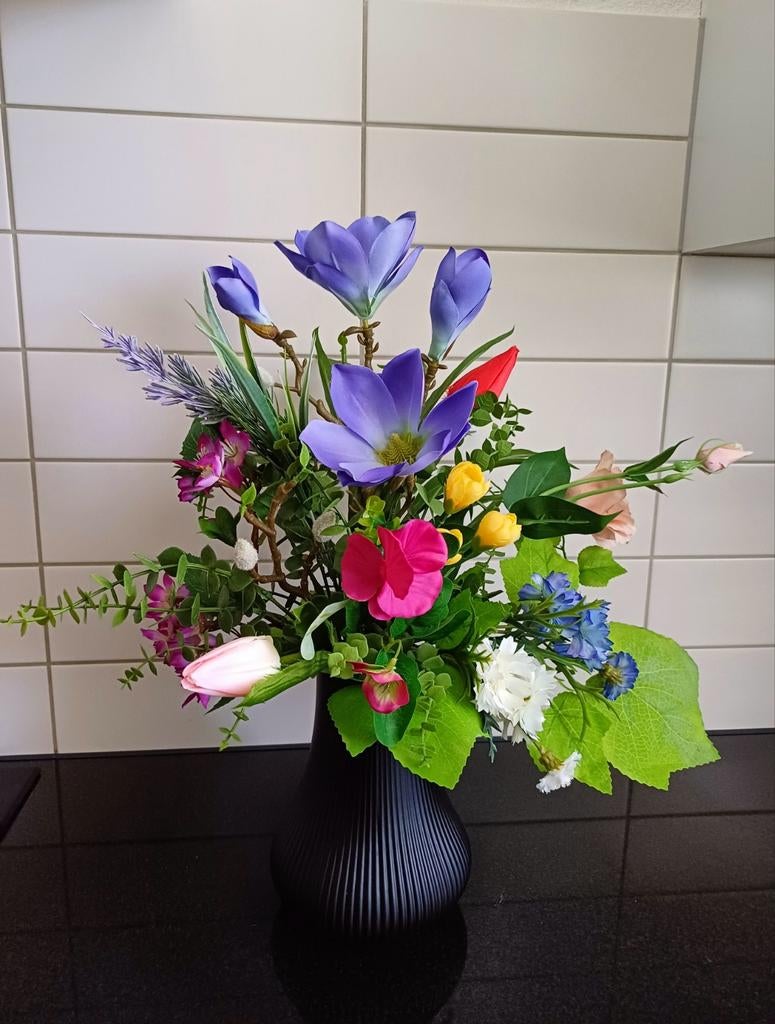 Prachtig zijden bloemen boeket in biedermeier stijl, Ophalen of Verzenden, Nieuw