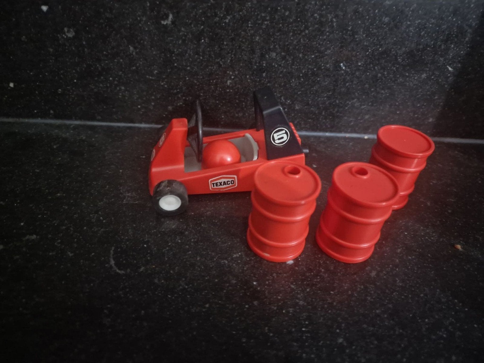 Vintage Playmobil Texaco Kart met Tonnen, Gebruikt, Complete set, Voertuig, Ophalen of Verzenden
