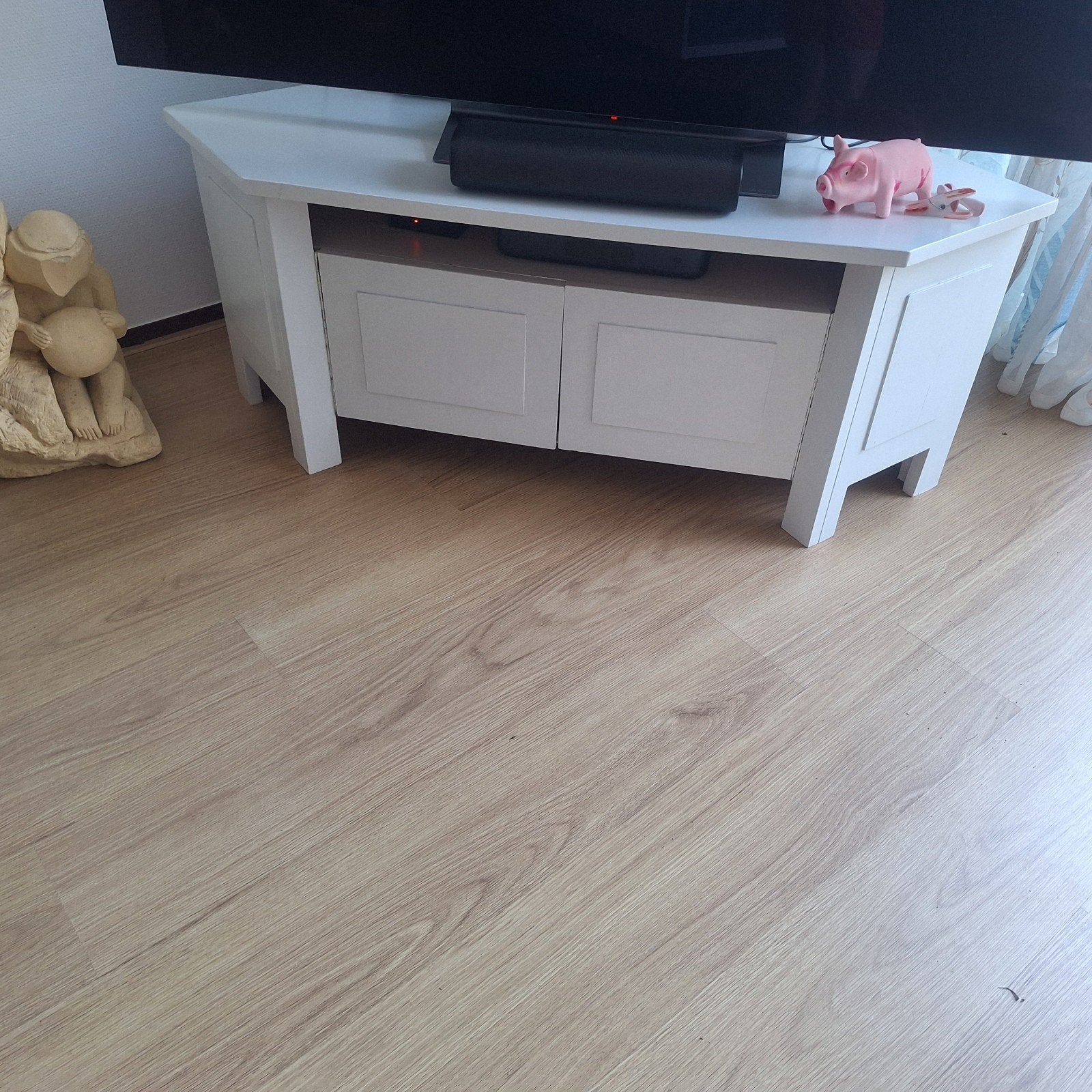 Witte TV-meubel met opbergruimte, Huis en Inrichting, Ophalen, Gebruikt, 100 tot 150 cm, Minder dan 100 cm