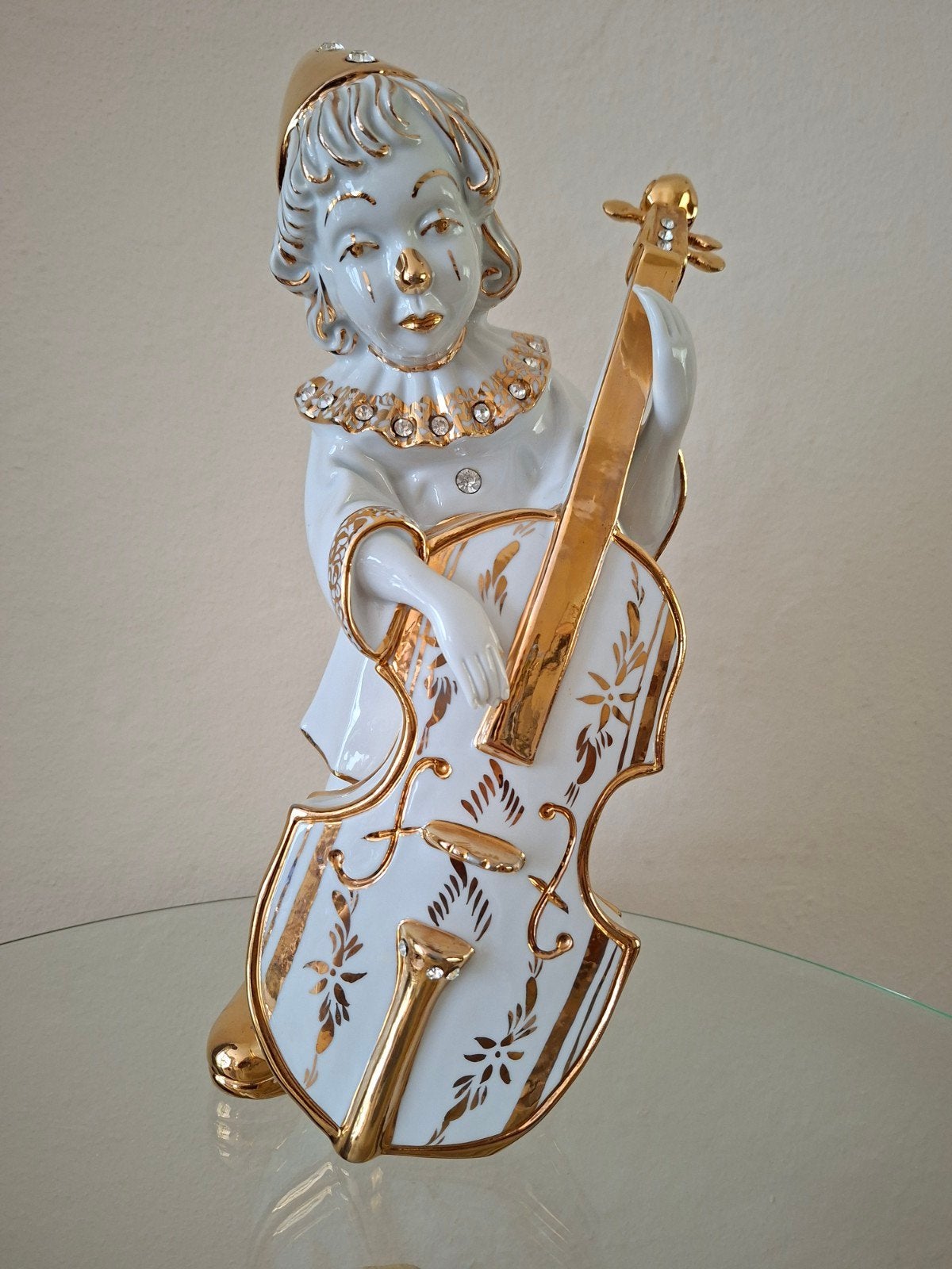 Capodimonte Clown met Cello - Porseleinen Beeld 33 cm, Ophalen, Zo goed als nieuw