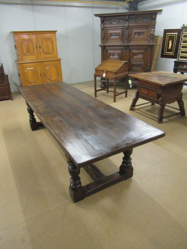 Oer 11887 antieke eikenhouten kloostertafel, L= 274 cm, Ophalen