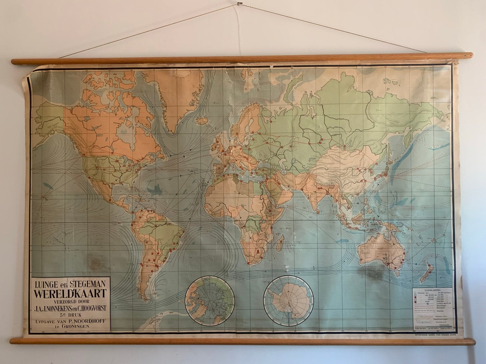 Vintage Luinge en Stegeman Wereldkaart - 5e Druk, Boeken, Landkaart, 1800 tot 2000, Wereld, Ophalen