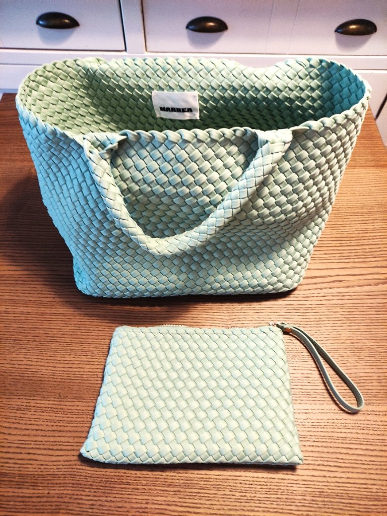 Te koop: Tas en clutch Marrea zeegroen, Sieraden, Tassen en Uiterlijk, Ophalen, Zo goed als nieuw, Groen, Handtas
