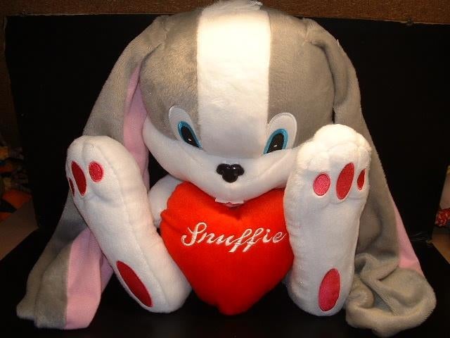 JAMBA KONIJN SNUFFIE PLUCHE GRIJS/WIT MET ROZE, Ophalen of Verzenden, Nieuw, Overige typen