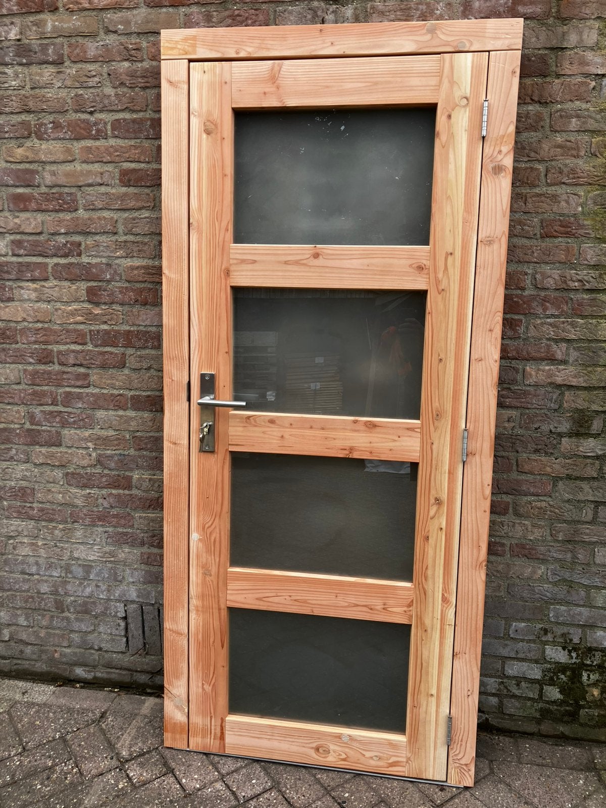 Douglas Deur met melkglas  links  of rechts blank beslag, Doe-het-zelf en Verbouw, Kozijnen en Schuifpuien, Nieuw, Deurkozijn