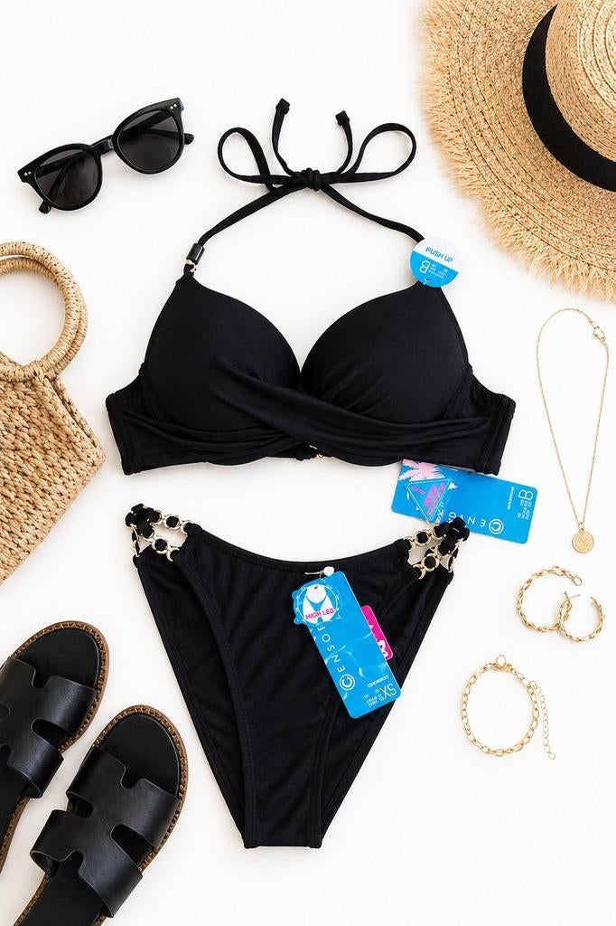 Zwarte push-up bikini, maat 75B slipje xs, Kleding | Dames, On-line, Zwart, Nieuw, New Yorker