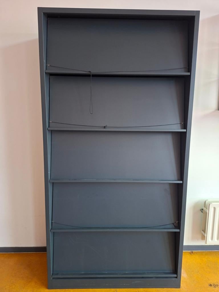 Moderne donkergrijze boeken/folder/flyer kast met kleppen, Ophalen, Gebruikt, 200 cm of meer, 50 tot 100 cm