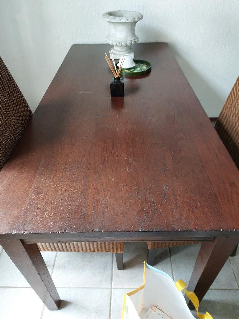 Houten eettafel, koloniale stijl, Huis en Inrichting, Ophalen, Gebruikt, 75 cm of meer, Koloniaal