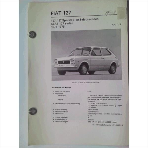 Fiat 127 Vraagbaak losbladig 1971-1975 #2 Nederlands, Ophalen of Verzenden, Gelezen, Overige merken