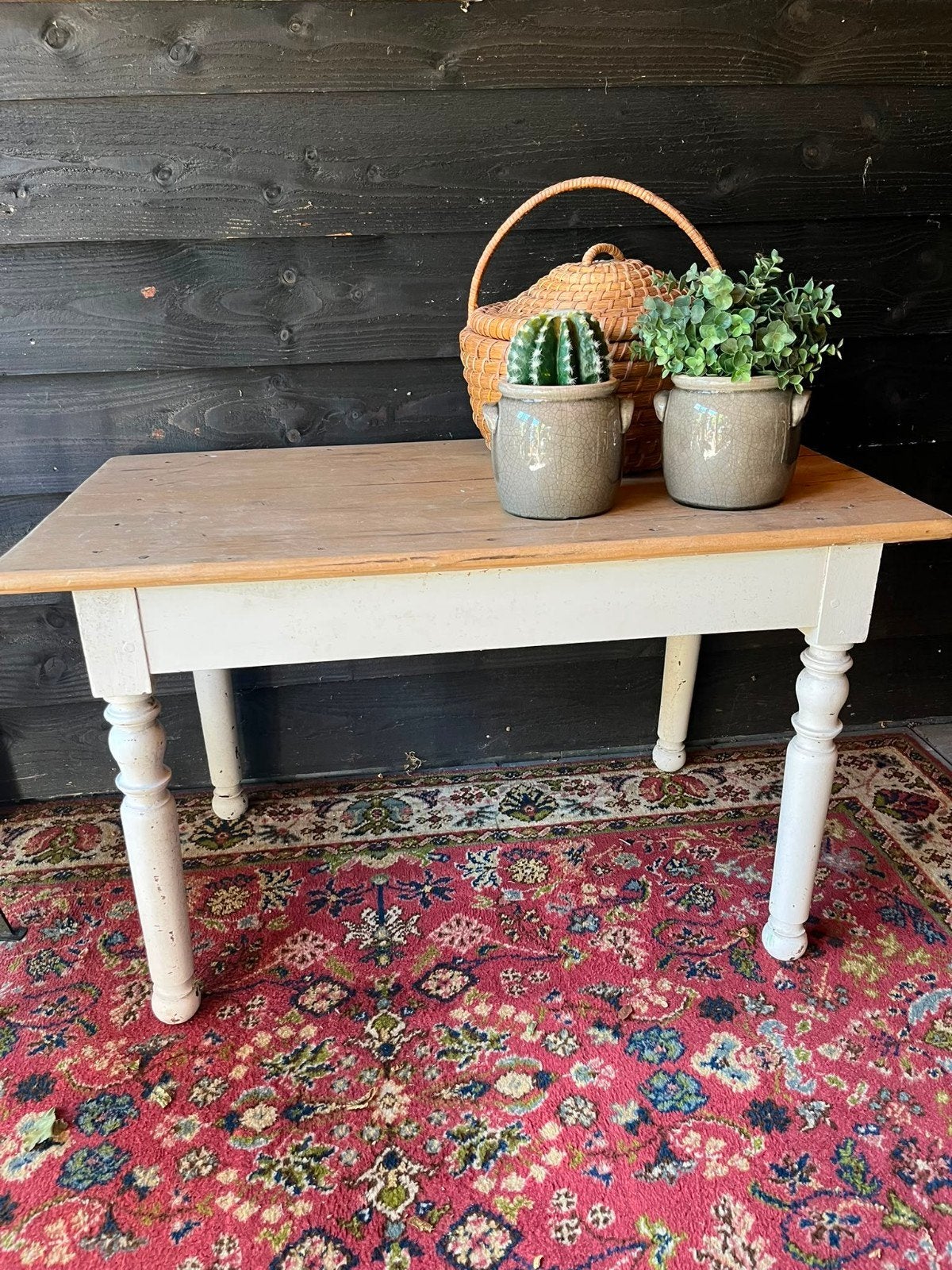 Houten Salontafel landelijk,brocant,veranda, Ophalen, 100 tot 150 cm, 50 tot 100 cm, X
