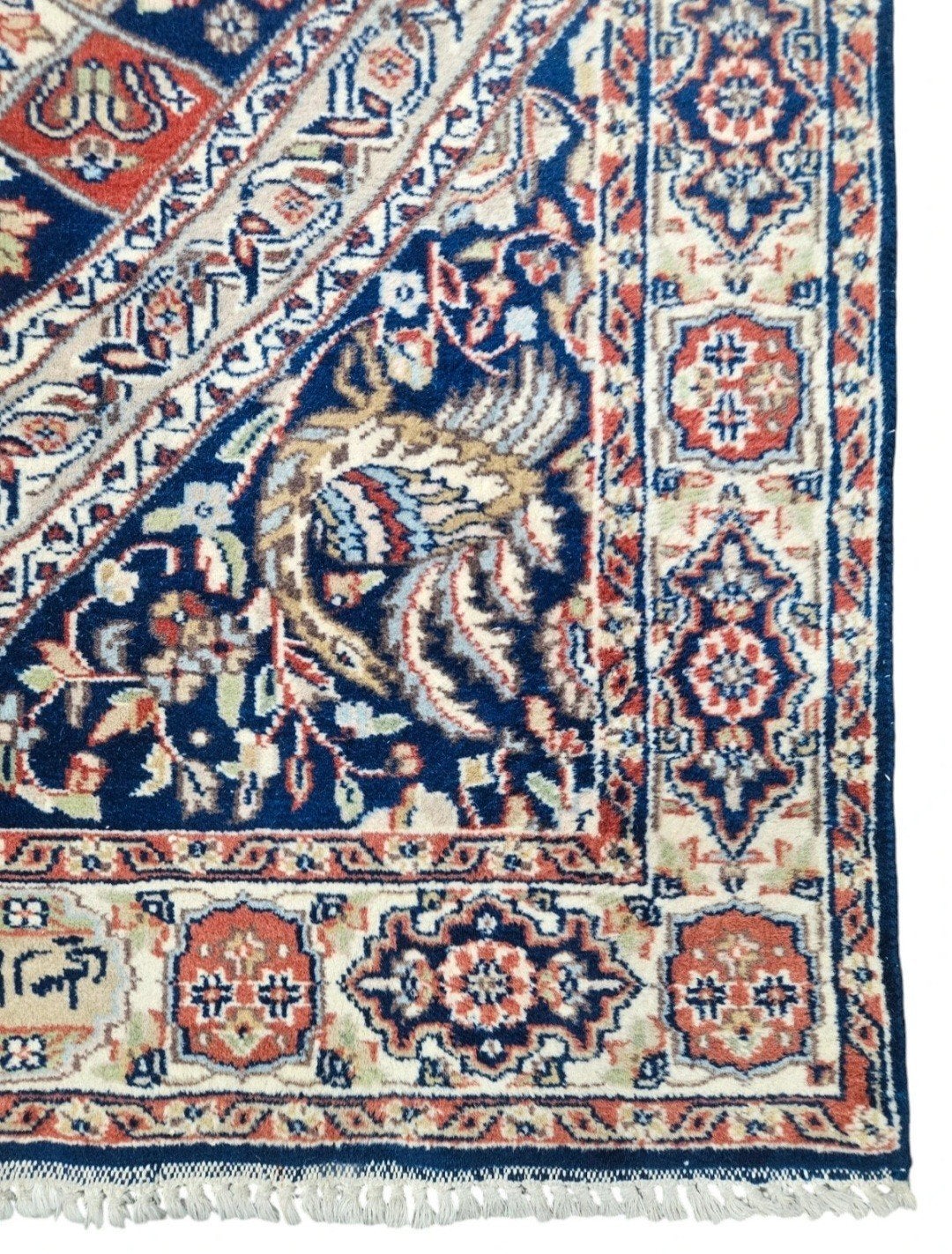 Handgeknoopt oosters wol Paradise tapijt blue 94x160cm, Crème, Persian, Perzisch, vintage, oosters, hype, Www.hypepopup.nl, Zo goed als nieuw