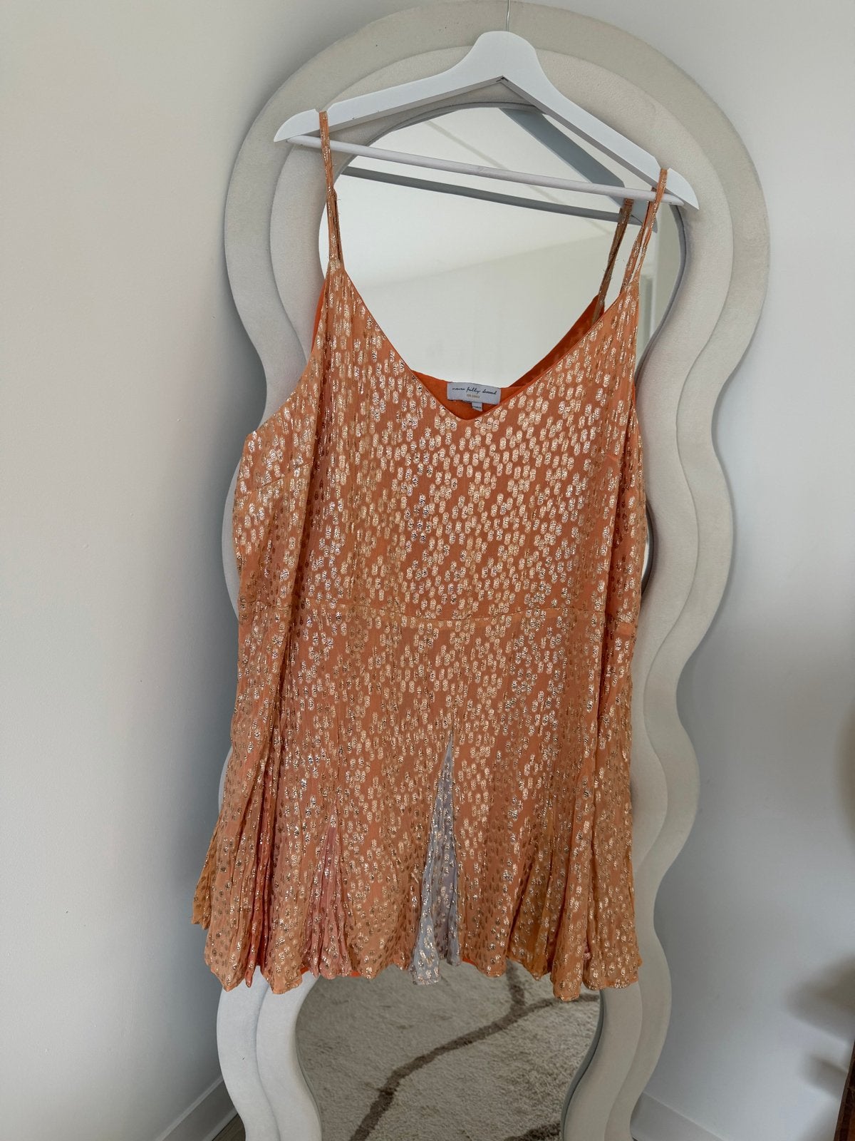 Never Fully Dressed Kort Glitter Zomerjurkje met Ceintuur, Maat 46/48 (XL) of groter, Oranje, Ophalen of Verzenden, Zo goed als nieuw